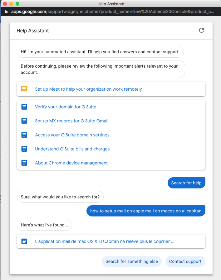 Google Assistant not so helpful setting up Apple Mail on macOS
